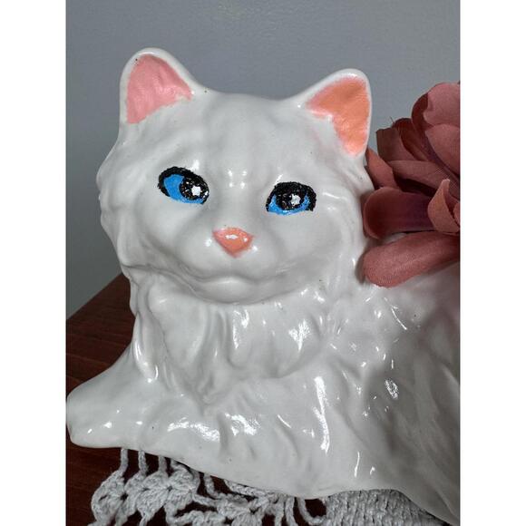 Vintage White Persian Cat Planter - Picture 3 of 4